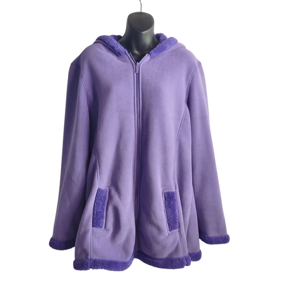 totes Jackets & Blazers - Totes Women's Purple Long Sleeve Fleece Full Zip Up Hooded Jacket Size Large